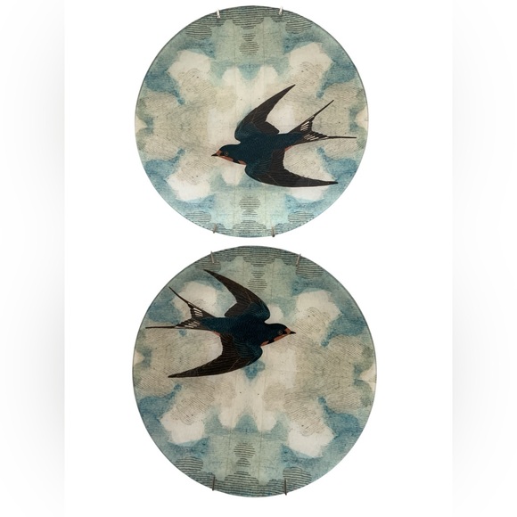 John Derian Plate Set "Swallow in Flight" Handmade Vintage - Picture 1 of 7